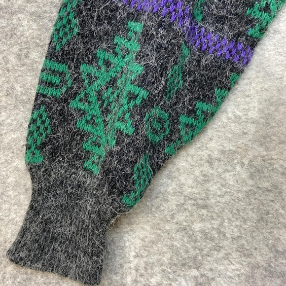 Vintage Sears The Men's Store Crew Neck Sweater Sz Large Green Geometric 90s USA - Picture 3 of 8